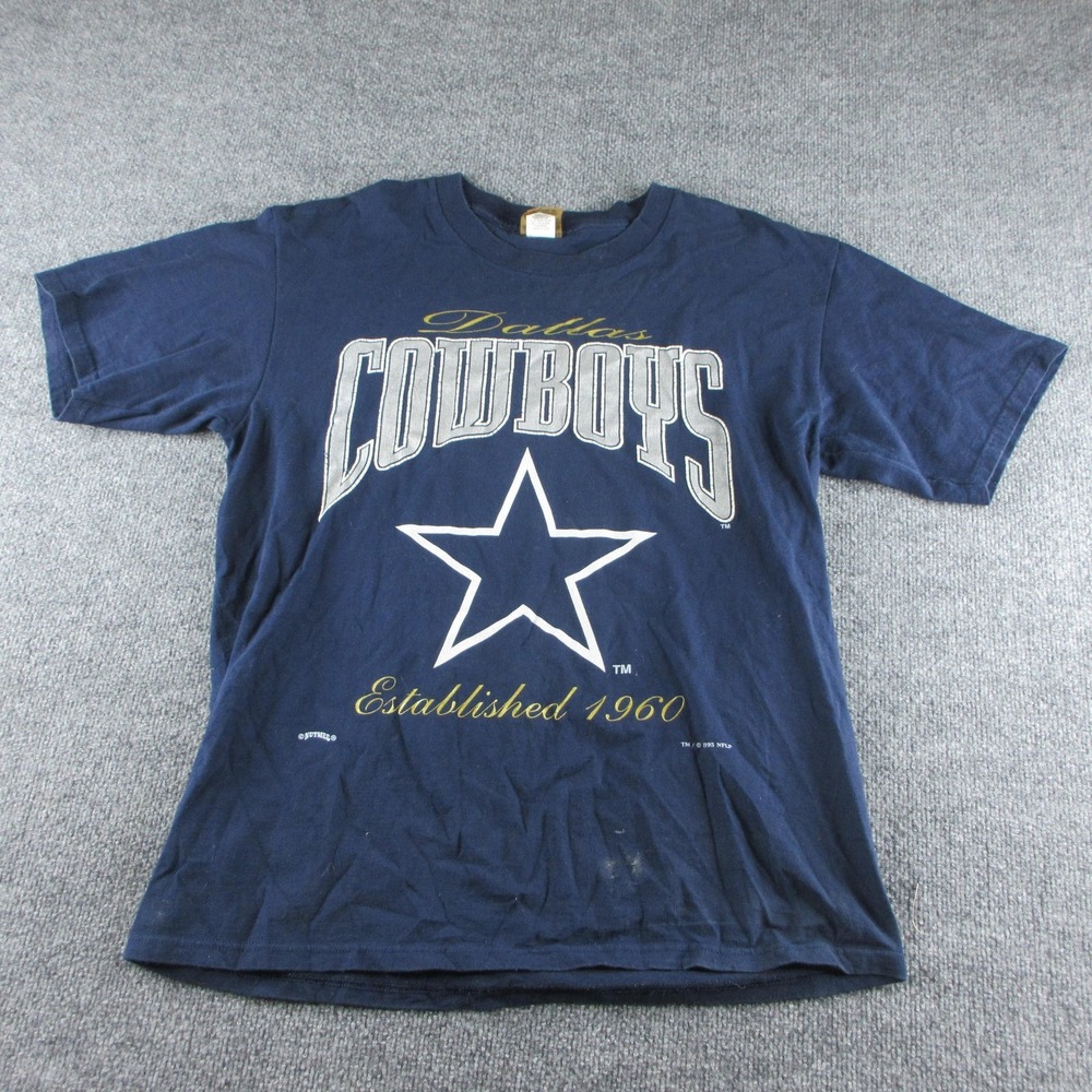 Vintage Dallas Cowboys Shirt Mens Large Blue NFL Football Nutmeg 1995 90s‎